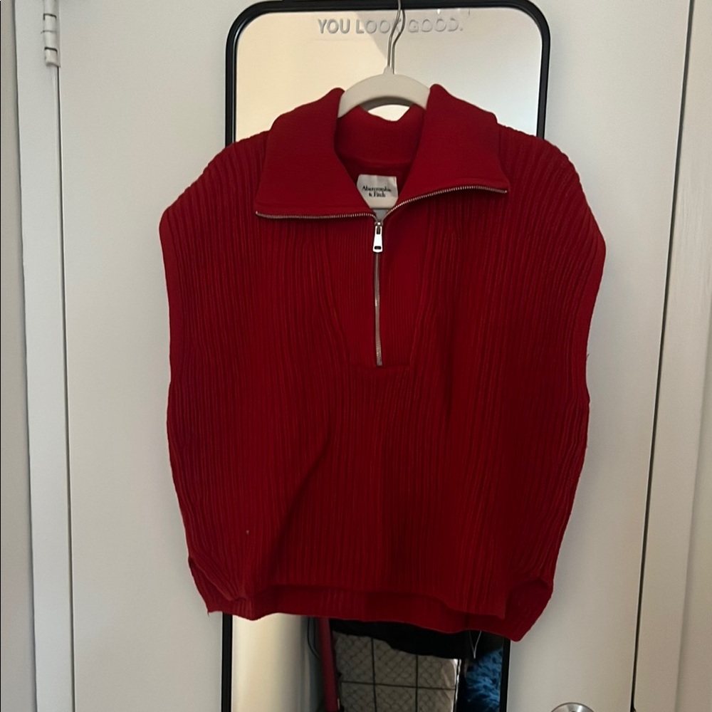 Abercrombie & Fitch Red Cowl Neck Sweater